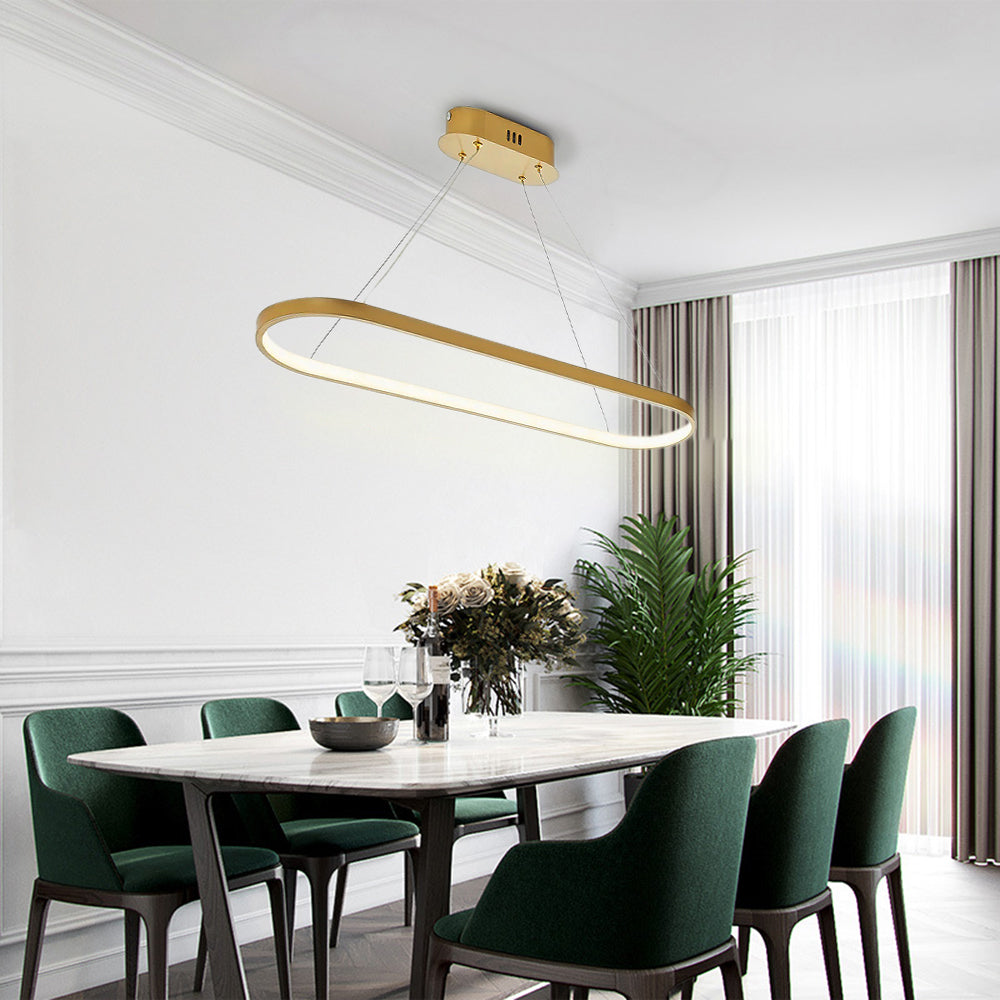 Edge Moderne Oval  LED Hanglamp Zwart/Wit/Goud  Metaal/Silicone Woon/Eetkamer