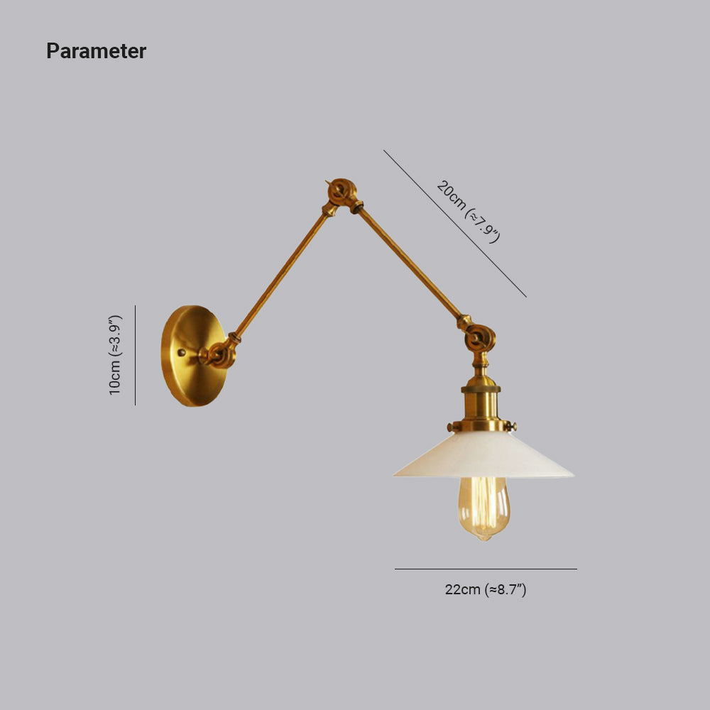 Alessio Wall Lamp Retro Saucer Lampshade Metal Adjustable 2 Color, Bedroom