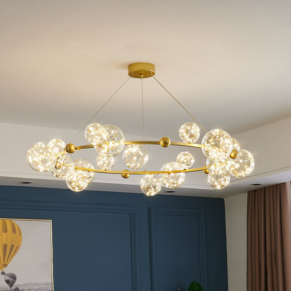 Valentina Modern Cirkel Round Metaal Glas Hanglampens Woonkamer Slaapkamer