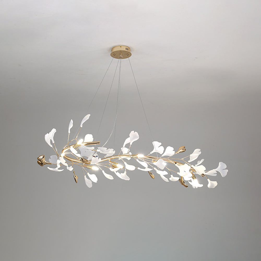 Olivia Design Ginkgoblad LED Hanglamp Goud/Wit Metaal/Keramisch Slaap/Eet/Woonkamer