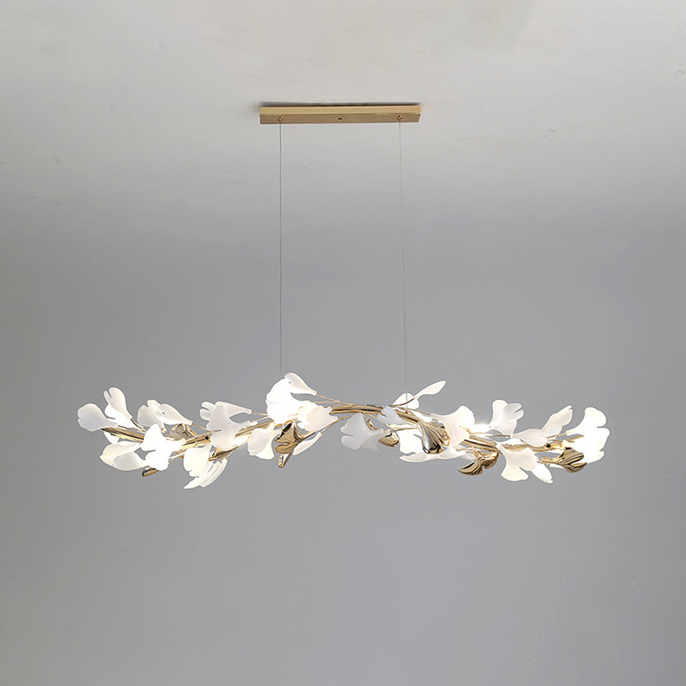 Olivia Design Ginkgoblad LED Hanglamp Goud/Wit Metaal/Keramisch Slaap/Eet/Woonkamer