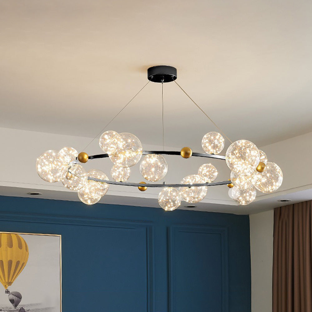 Valentina Modern Cirkel Round Metaal Glas Hanglampens Woonkamer Slaapkamer