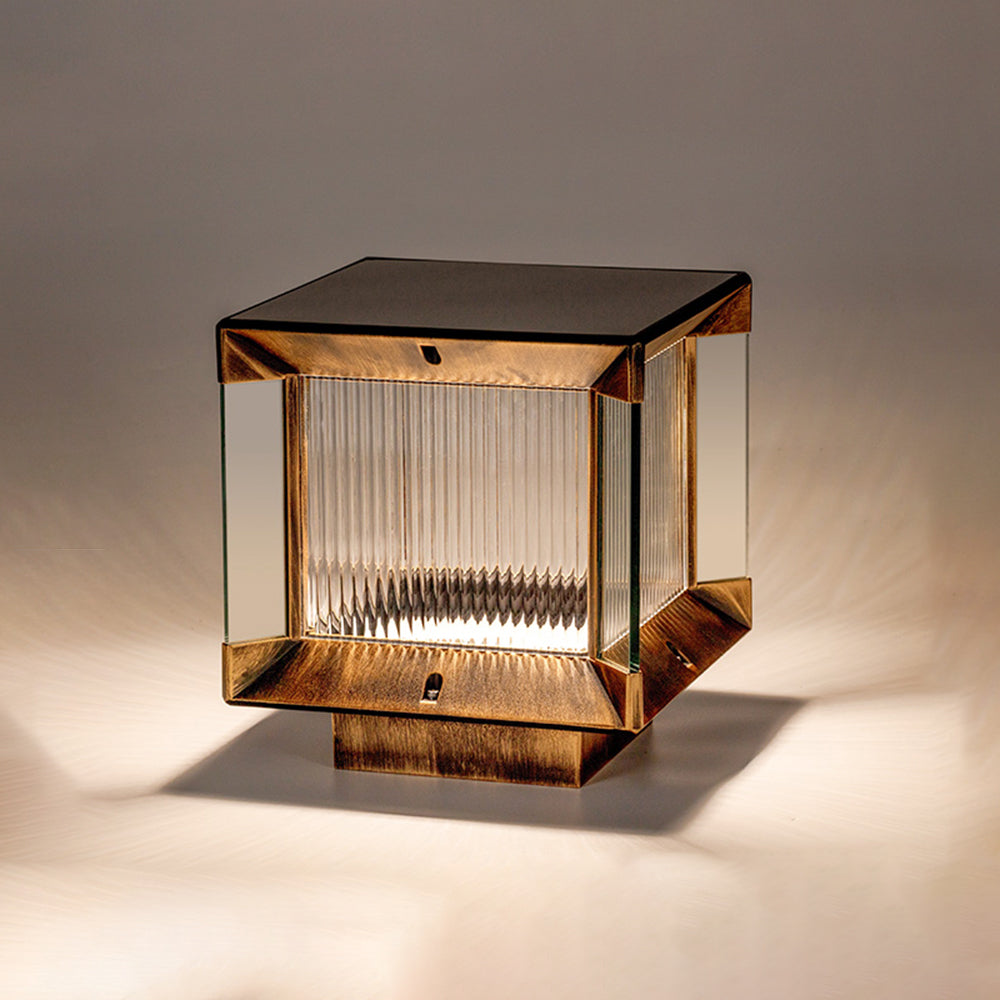 Riley Modern Retro LED Buitenlamp Zwart Goud Metaal Glas Buiten