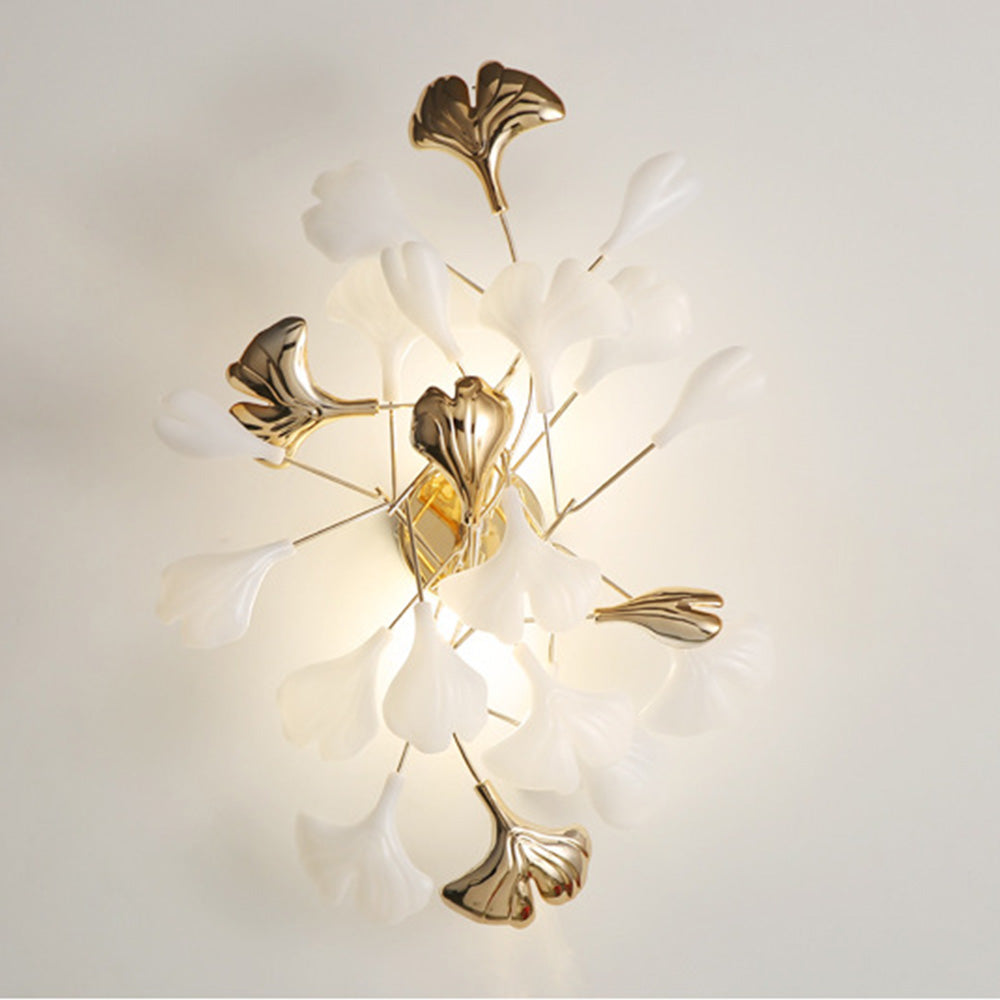 Olivia Decoratieve Bloem Wandlamp Wit Goud Keramiek Metaal Slaapkamer