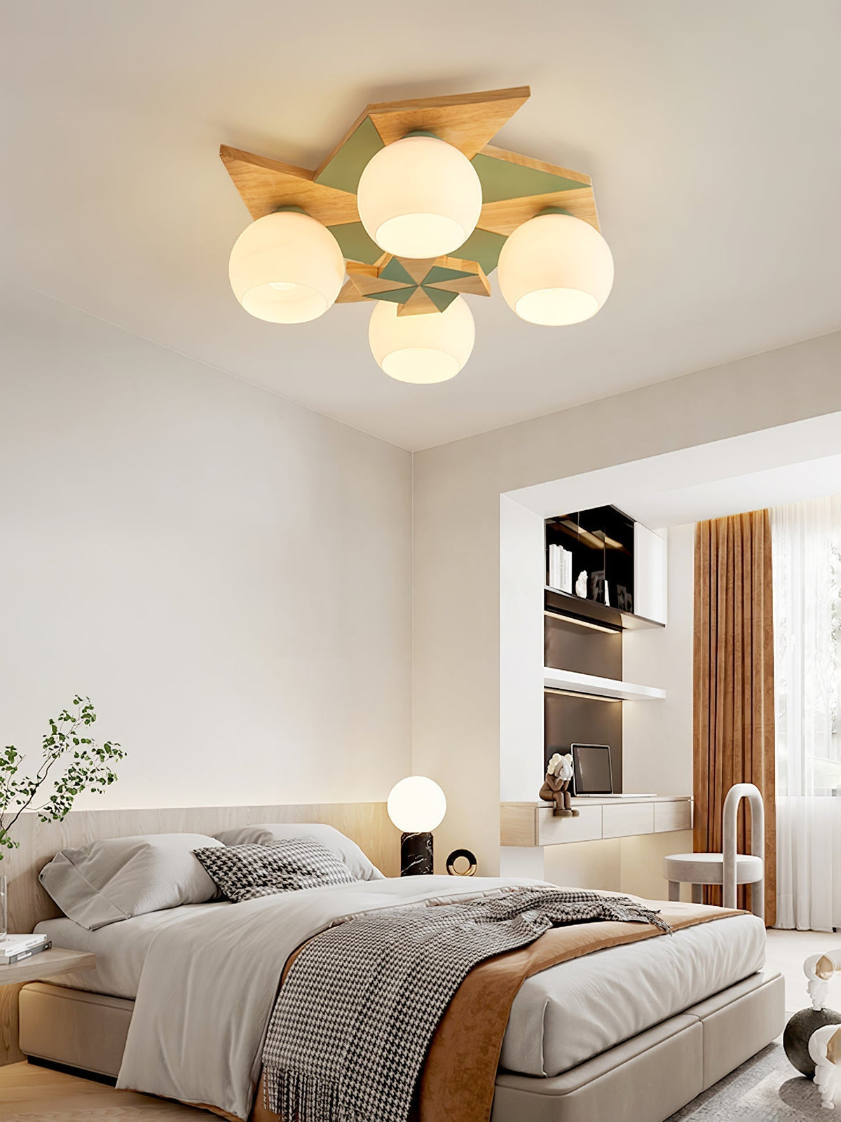 Ewooda plafondlamp met houten behuizing