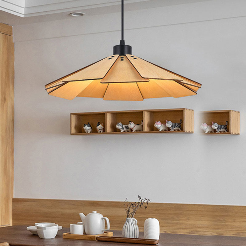 Muto Retro LED Hanglampen Bruin Geel Metaal Hout Woonkamer